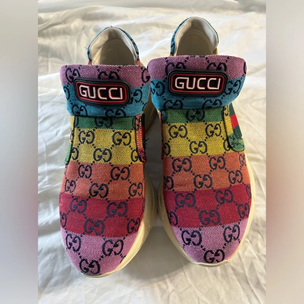 Gucci Rython GG Multi-Color Platform Sneakers Size 8 - Picture 13 of 13